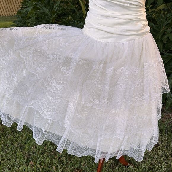 Vintage Flirtations Angelo Alfred Ivory Lace Strapless Tiered Dress Fit & Flare - Picture 5 of 14